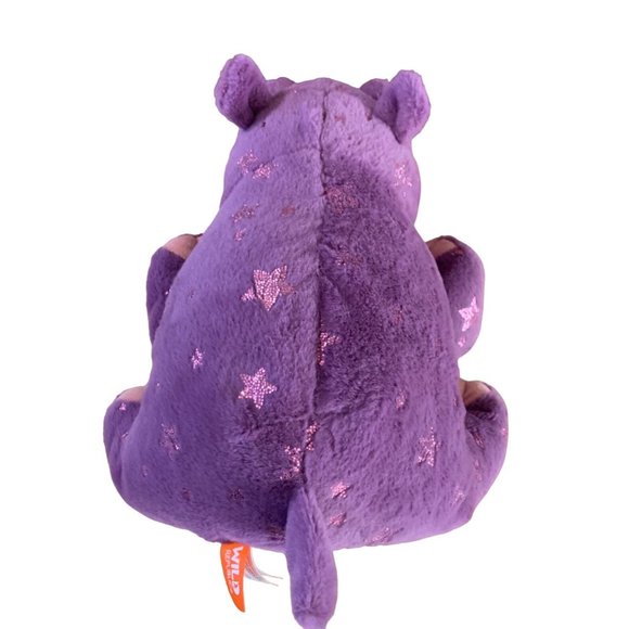 Wild Republic Plush Stuffed Animal Toy Doll PUrple Hippo 13 in Length Pin Glitte - Picture 4 of 6